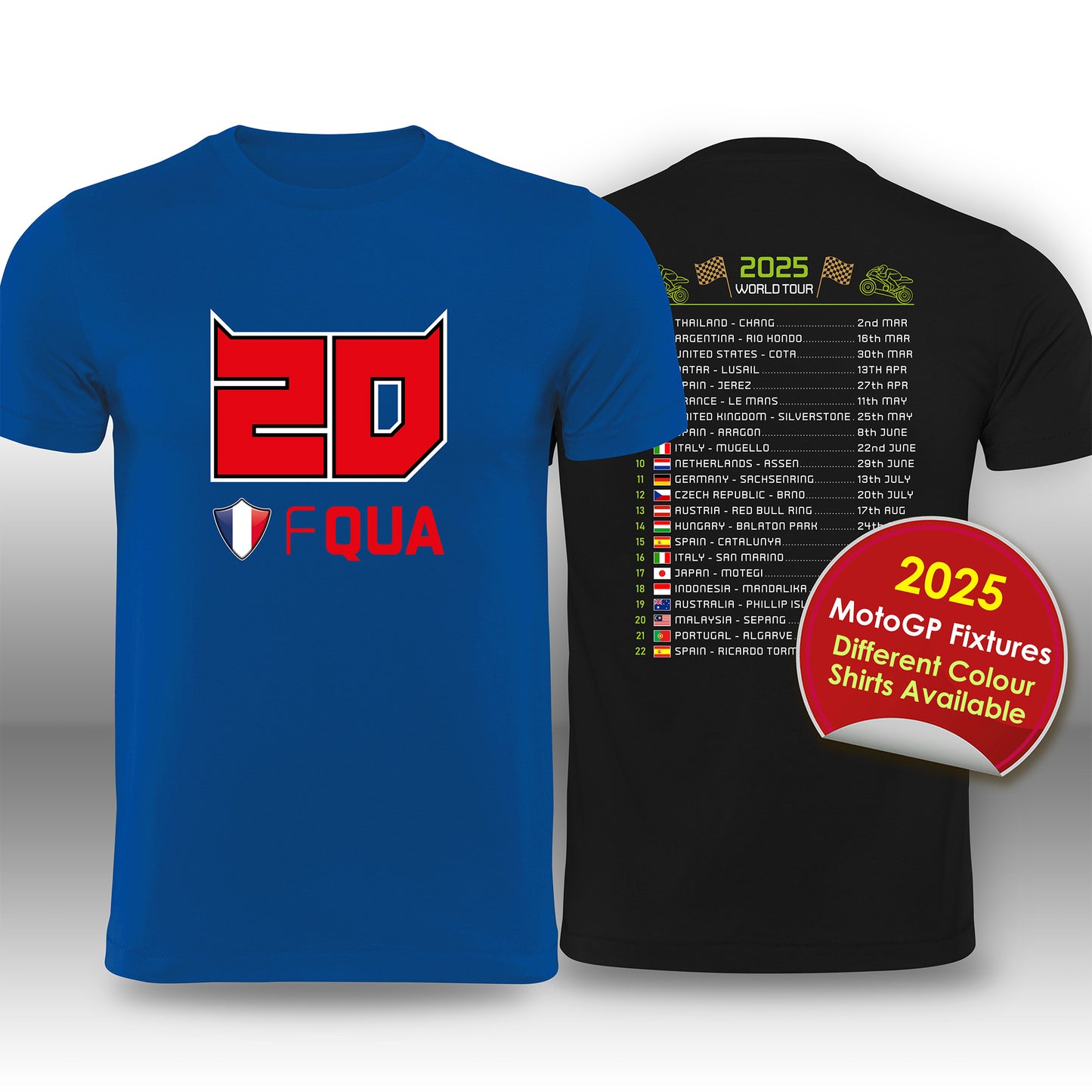 Fabio Quartararo 2025 MotoGP Race Calendar T-Shirt