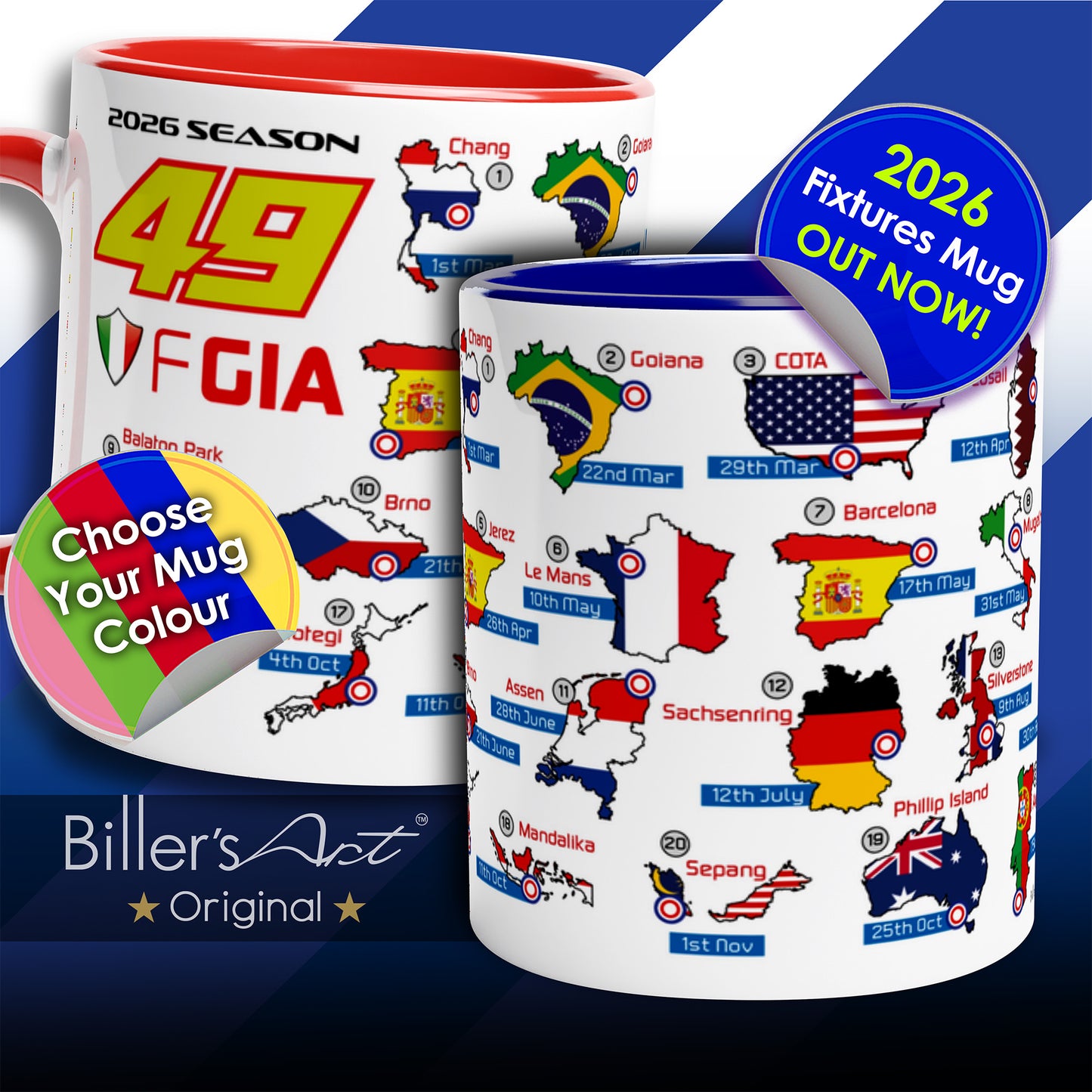 Fabio di Giannantonio MotoGP 2026 Season Fixtures Racing Calendar Mug
