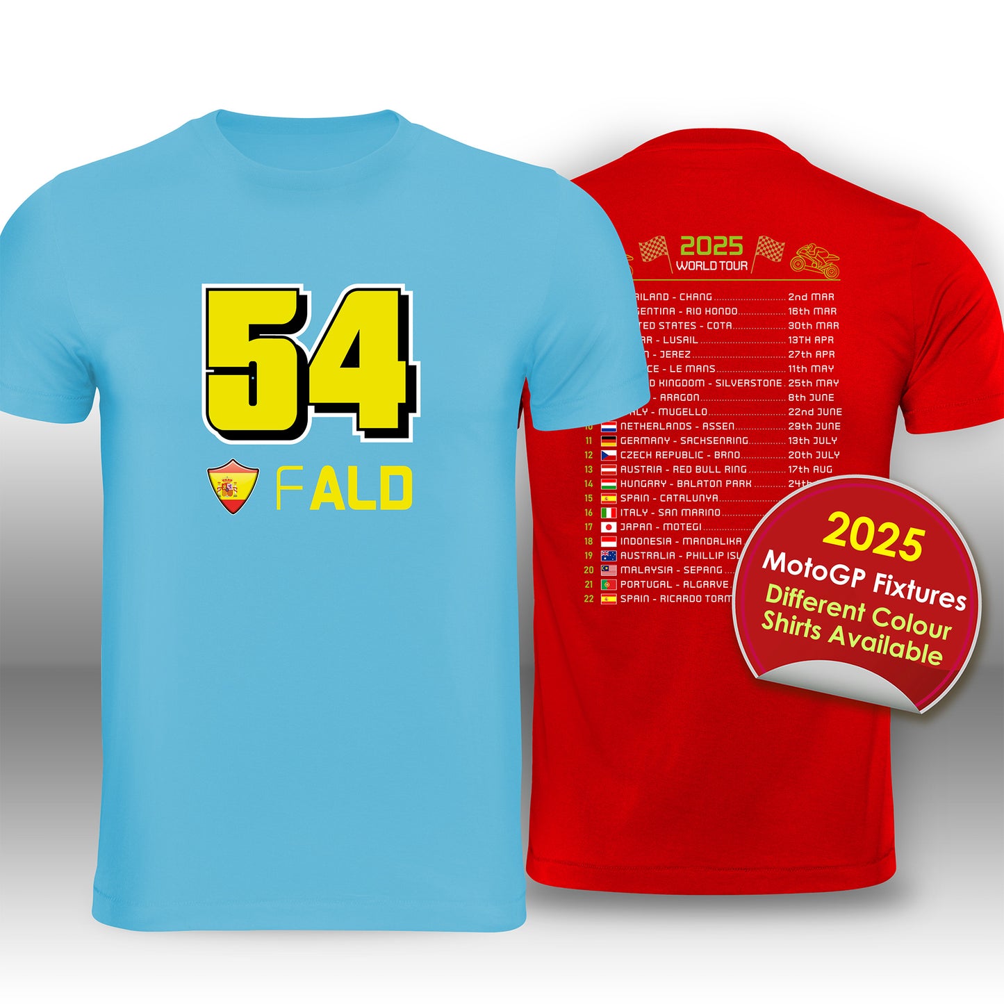 Fermin Aldeguer 2025 MotoGP Race Calendar T-Shirt