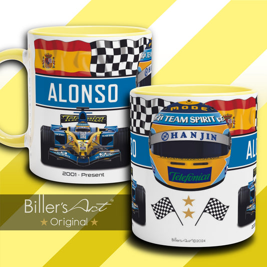 Classic World Champion Fernando Alonso's Car & Helmet Formula 1 Mug