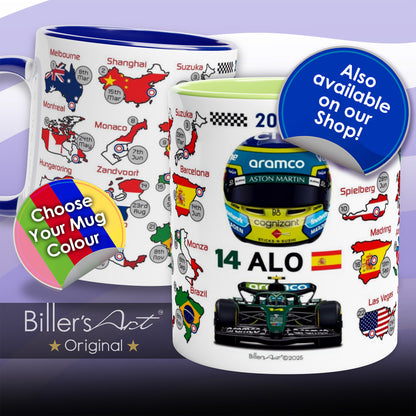 Fernando Alonso Formula 1 Racing Helmet 2026 Aston Martin Print