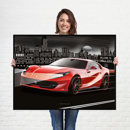Ferrari 812 Superfast Supercar Poster - fast sports cars Poster
