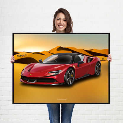 Ferrari SF90 Stradale Supercar Poster - fast sports cars Poster