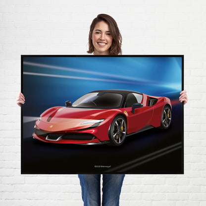 Ferrari SF90 Stradale Supercar Poster - fast sports cars Poster