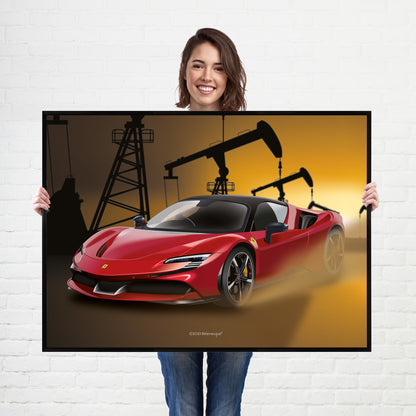 Ferrari SF90 Stradale Supercar Poster - fast sports cars Poster