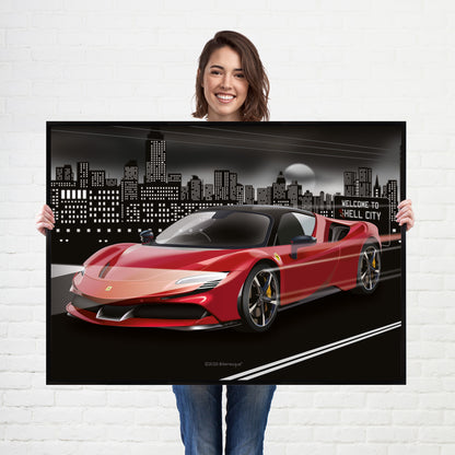 Ferrari SF90 Stradale Supercar Poster - fast sports cars Poster