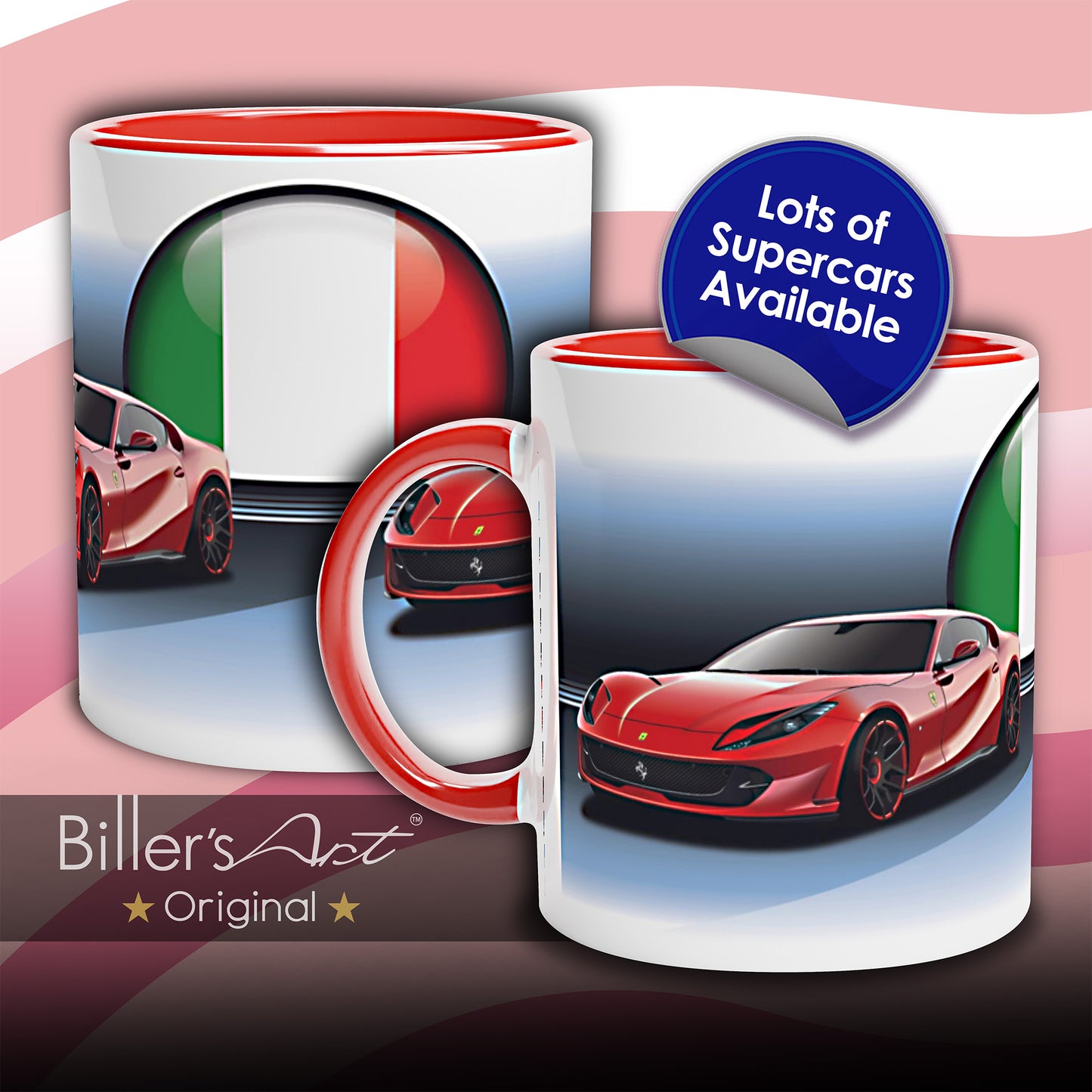 Ferrari 812 Superfast Supercar High Quality Colourful Mug with the Italian Flag