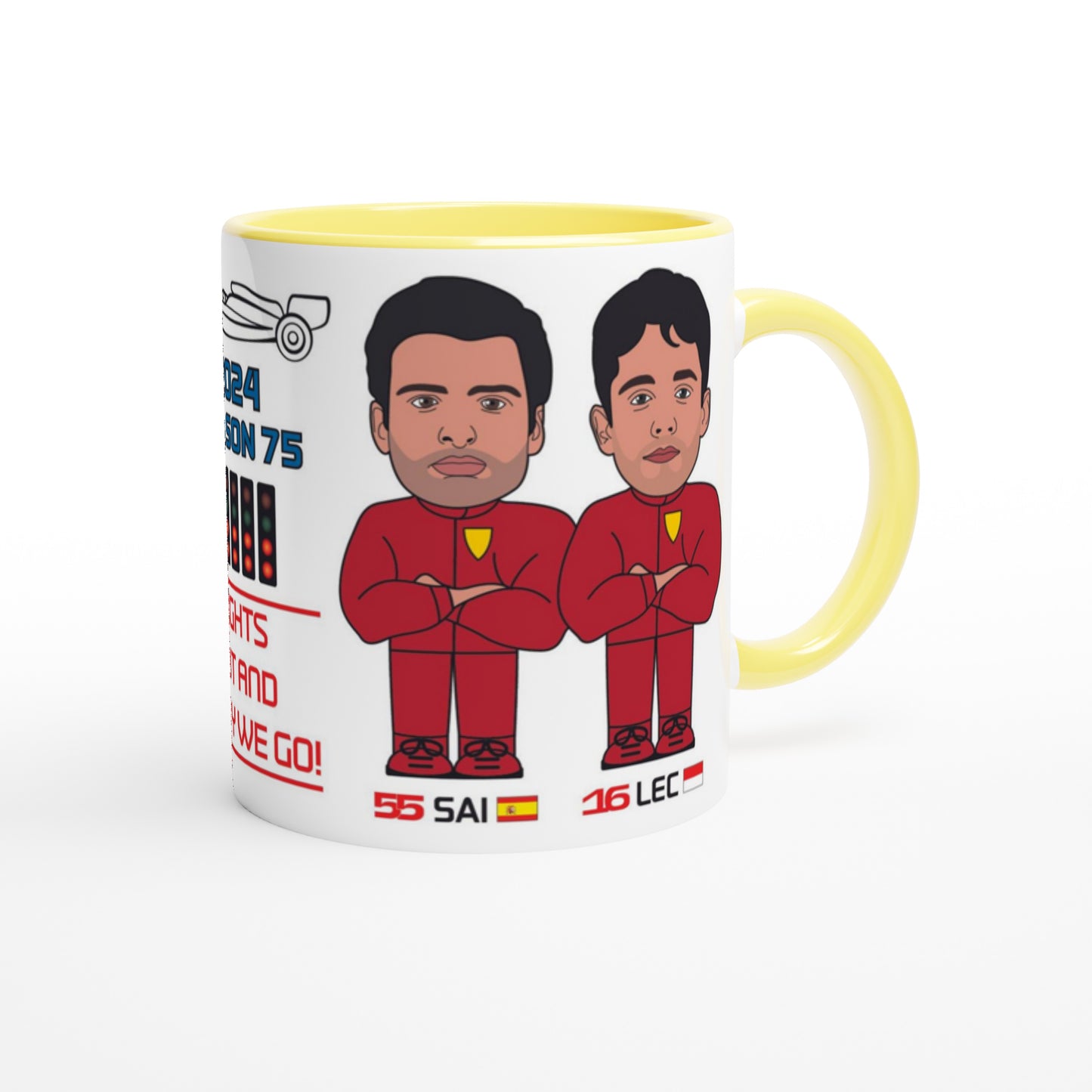 Formula 1 Fun Mug Caricature of the 2024 Ferrari team mates Carlos Sainz and Charles Leclerc