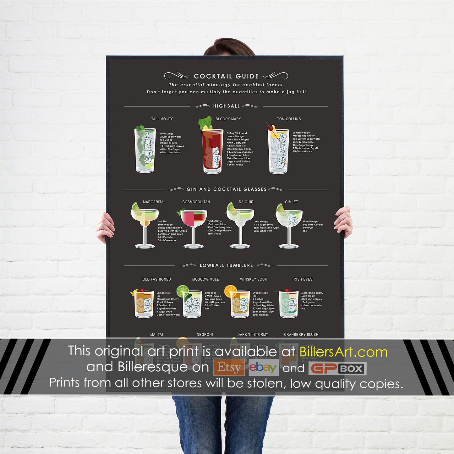 Cocktail Making Food & Drink Kitchen Wall Poster - Biller's Art