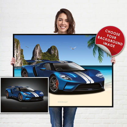 Ford GT Supercar Print - fast sports cars Poster