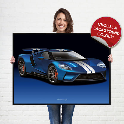 Ford GT Supercar Print - fast sports cars Poster