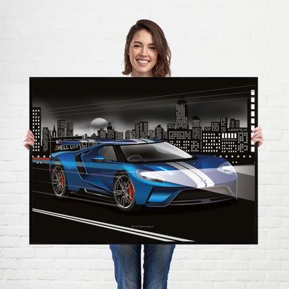 Ford GT Supercar Print - fast sports cars Poster