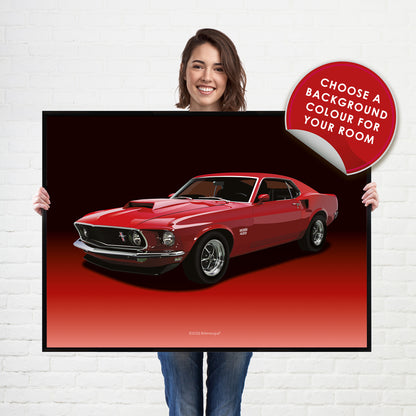 Ford Mustang 429 Boss American Muscle Car Poster