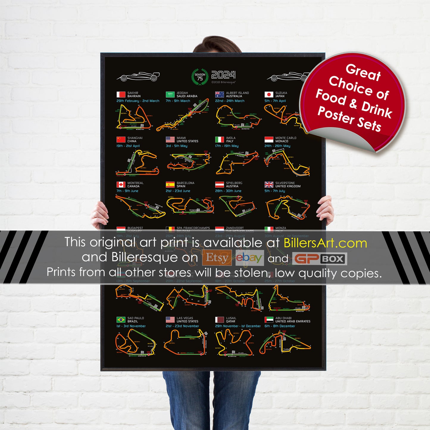 Formula 1 2024 Detailed Season Fixtures Wall Calendar Formula 1 poster print