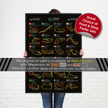 Formula 1 2024 Detailed Season Fixtures Wall Calendar Formula 1 poster print