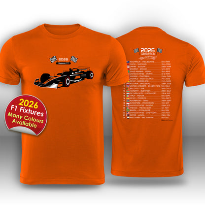 Formula 1 2026 Race Calendar T-Shirt