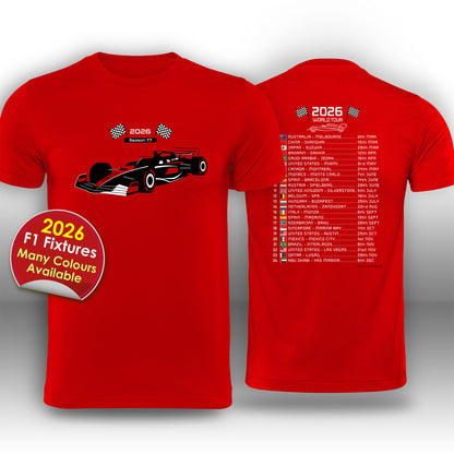 Formula 1 2026 Race Calendar T-Shirt