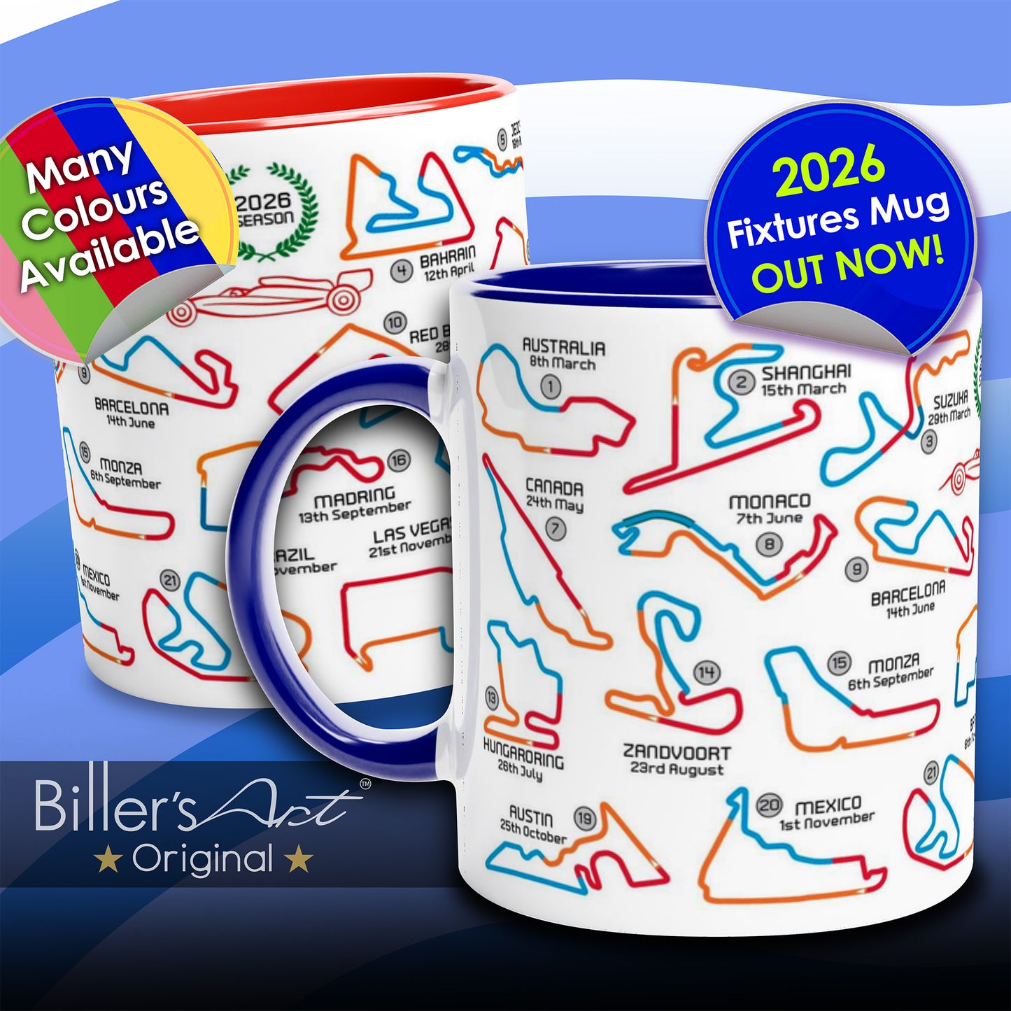 Formula 1 2026 Season Calendar and Circuits Mug