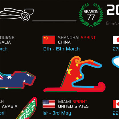 Formula 1 2026 Circuit Fixtures on Flags (Portrait)