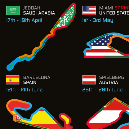Formula 1 2026 Circuit Fixtures on Flags (Portrait)
