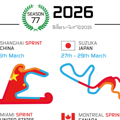 Formula 1 2026 Circuit Fixtures on Flags (Portrait)