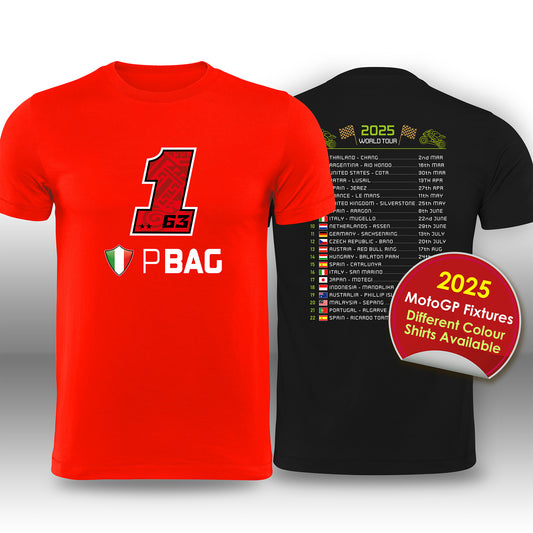 Francesco Pecco Bagnaia 2025 MotoGP Race Calendar T-Shirt