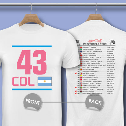 Franco Colapinto 2027 Race Calendar Formula 1 F1 T-Shirt