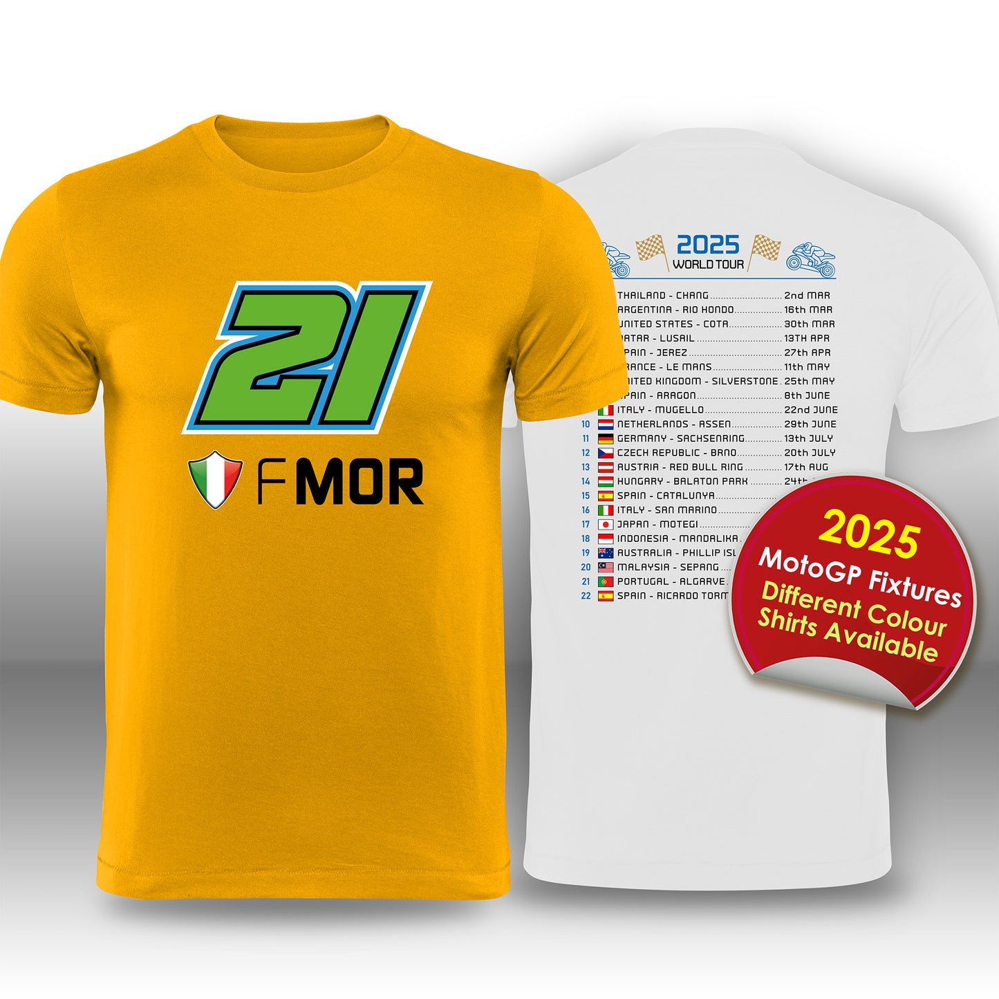 Franco Morbidelli 2025 MotoGP Race Calendar T-Shirt