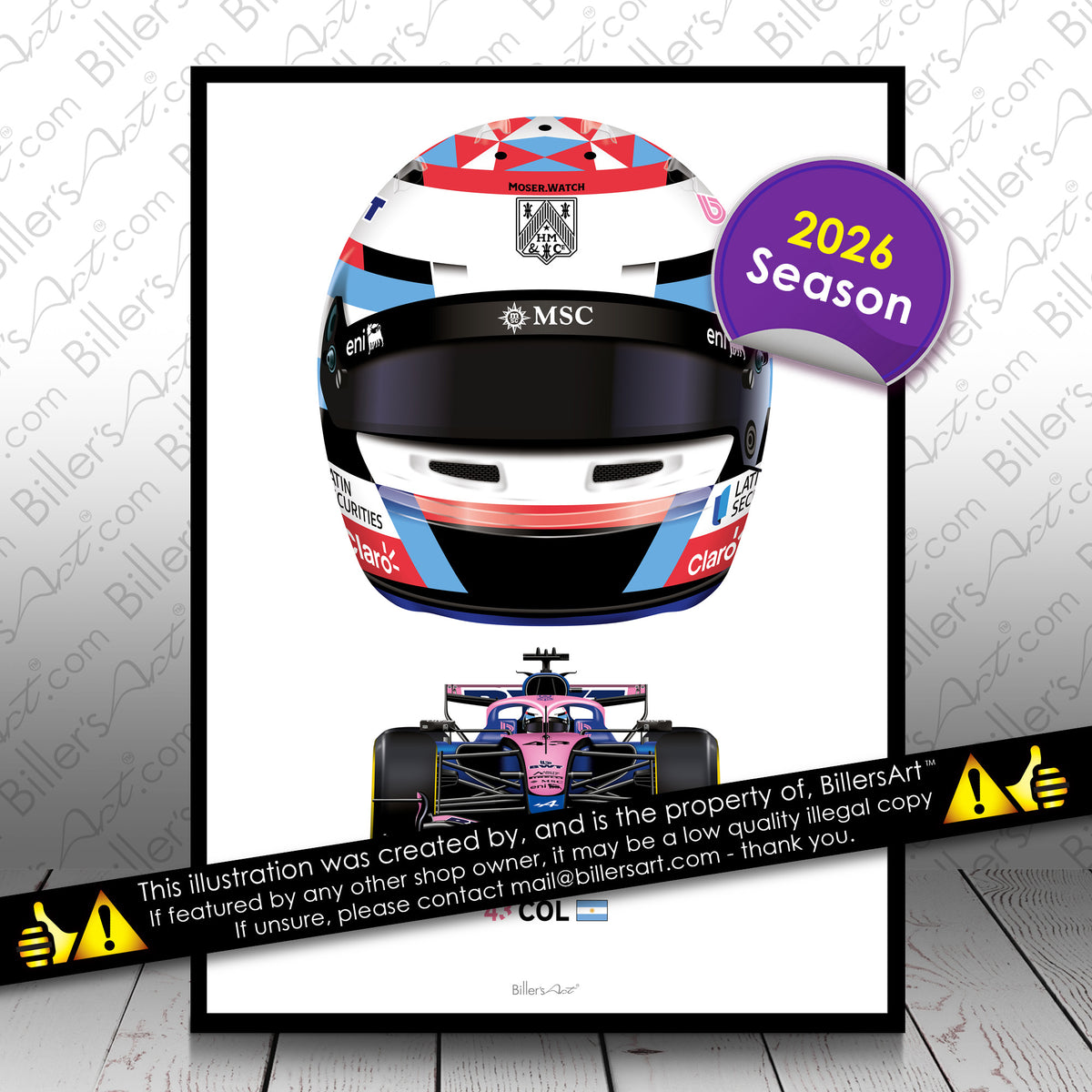 Franco Colapinto Formula 1 Racing Helmet 2026 Alpine Print