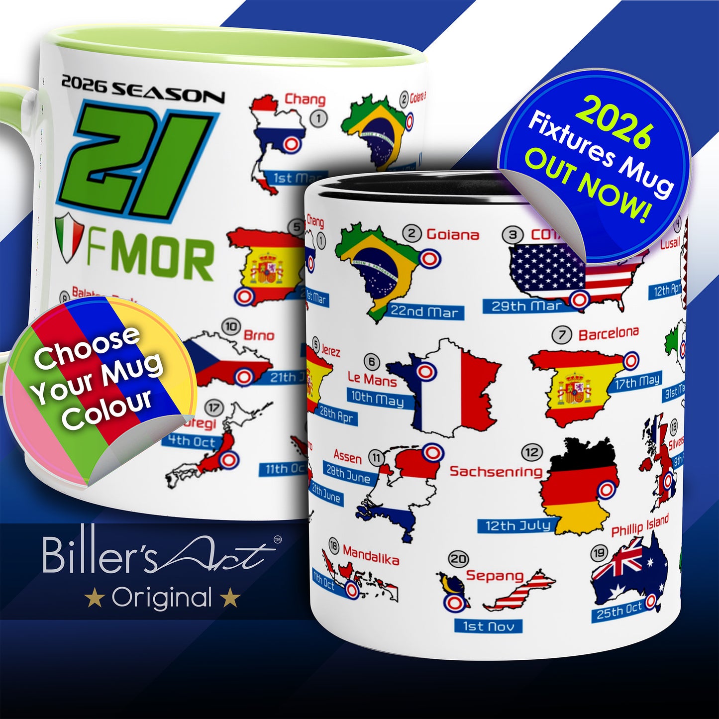 Franco Morbidelli MotoGP 2026 Season Fixtures Racing Calendar Mug