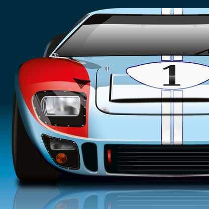 Ford GT40 1966 Endurance Racing Car Poster Wall Print - Biller's Art Le Mans Print