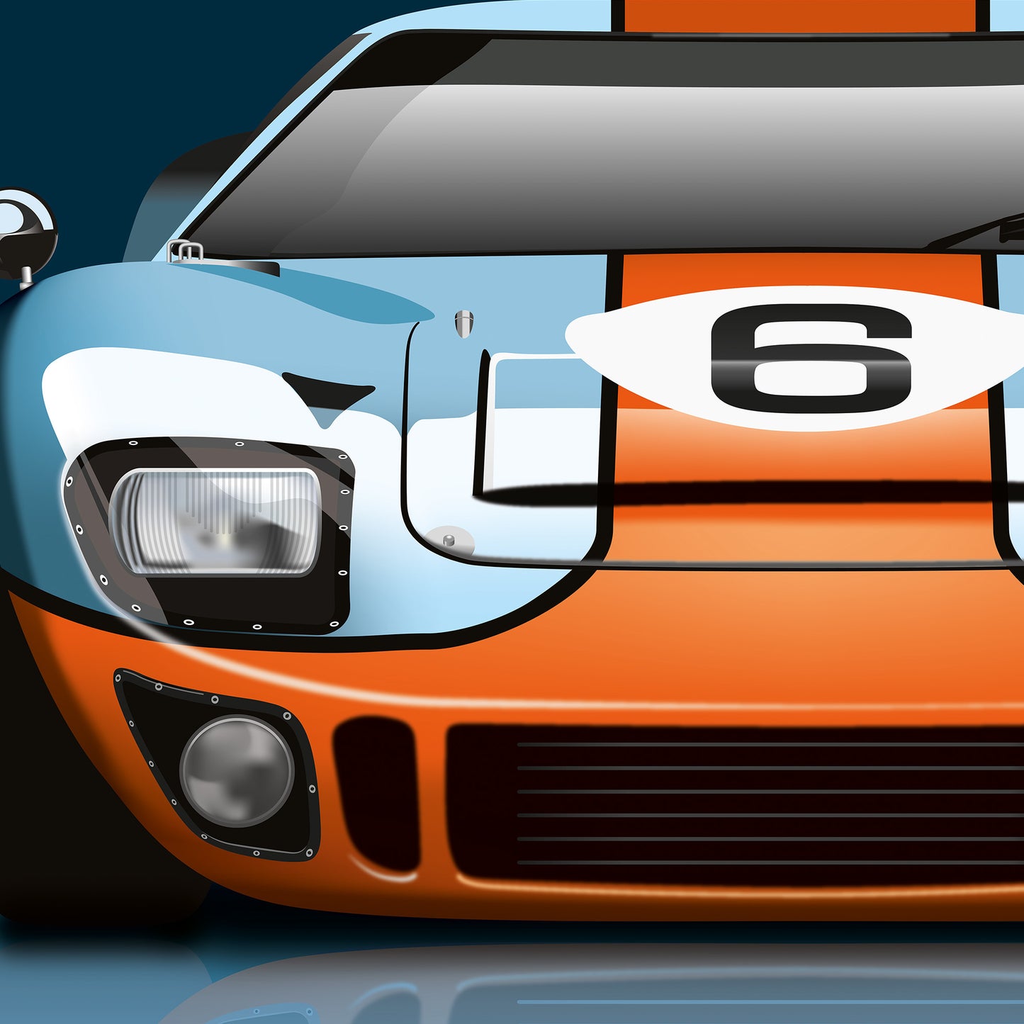 Ford GT40 Gulf Endurance Racing Car Poster Wall Print