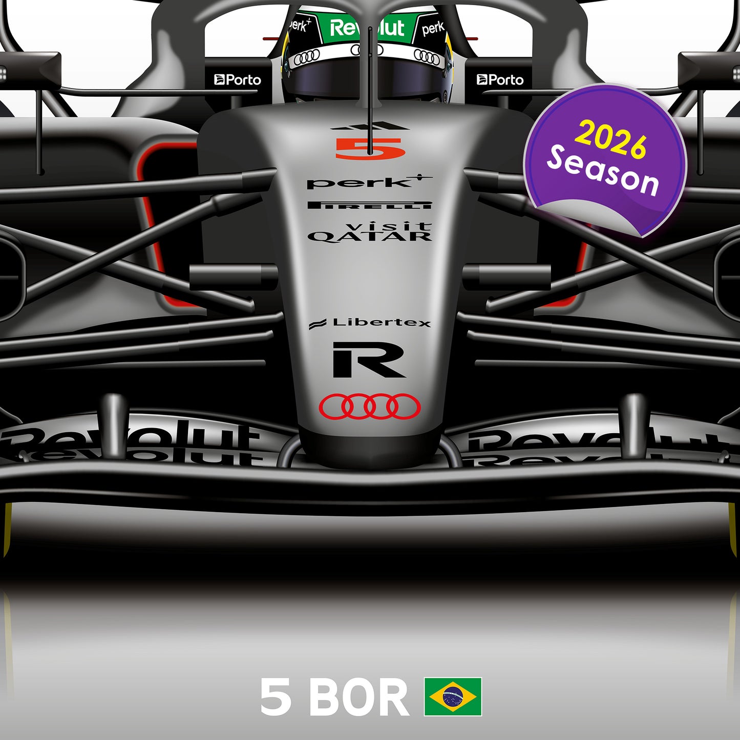 Gabriel Bortoleto Formula 1 Audi 2026 Racing Car Print