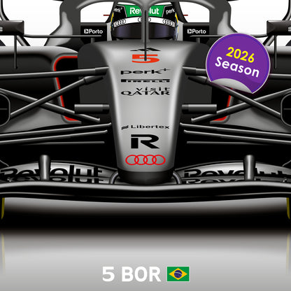 Gabriel Bortoleto Formula 1 Audi 2026 Racing Car Print