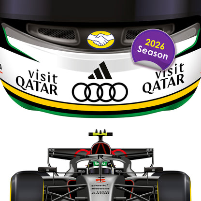 Gabriel Bortoleto Formula 1 Racing Helmet 2026 Audi Print