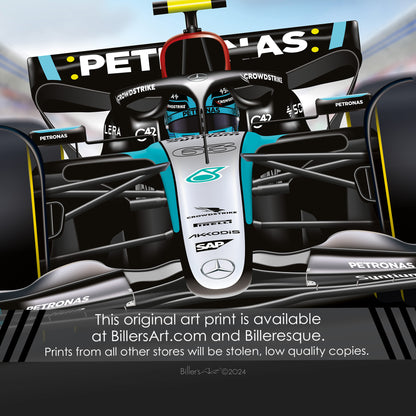 George Russell Formula 1 Mercedes 2024 Racing Car Print