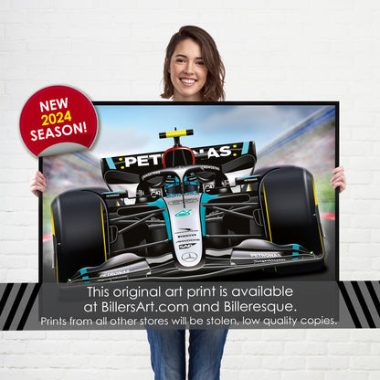 George Russell Formula 1 Mercedes 2024 Racing Car Print