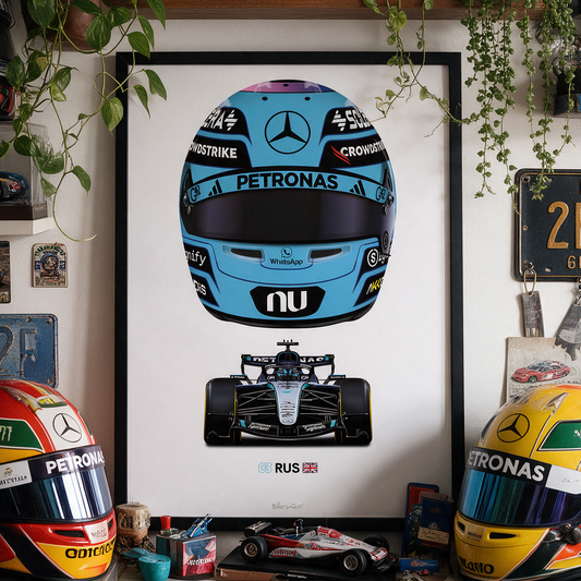 George Russell Formula 1 Racing Helmet 2026 Mercedes Print