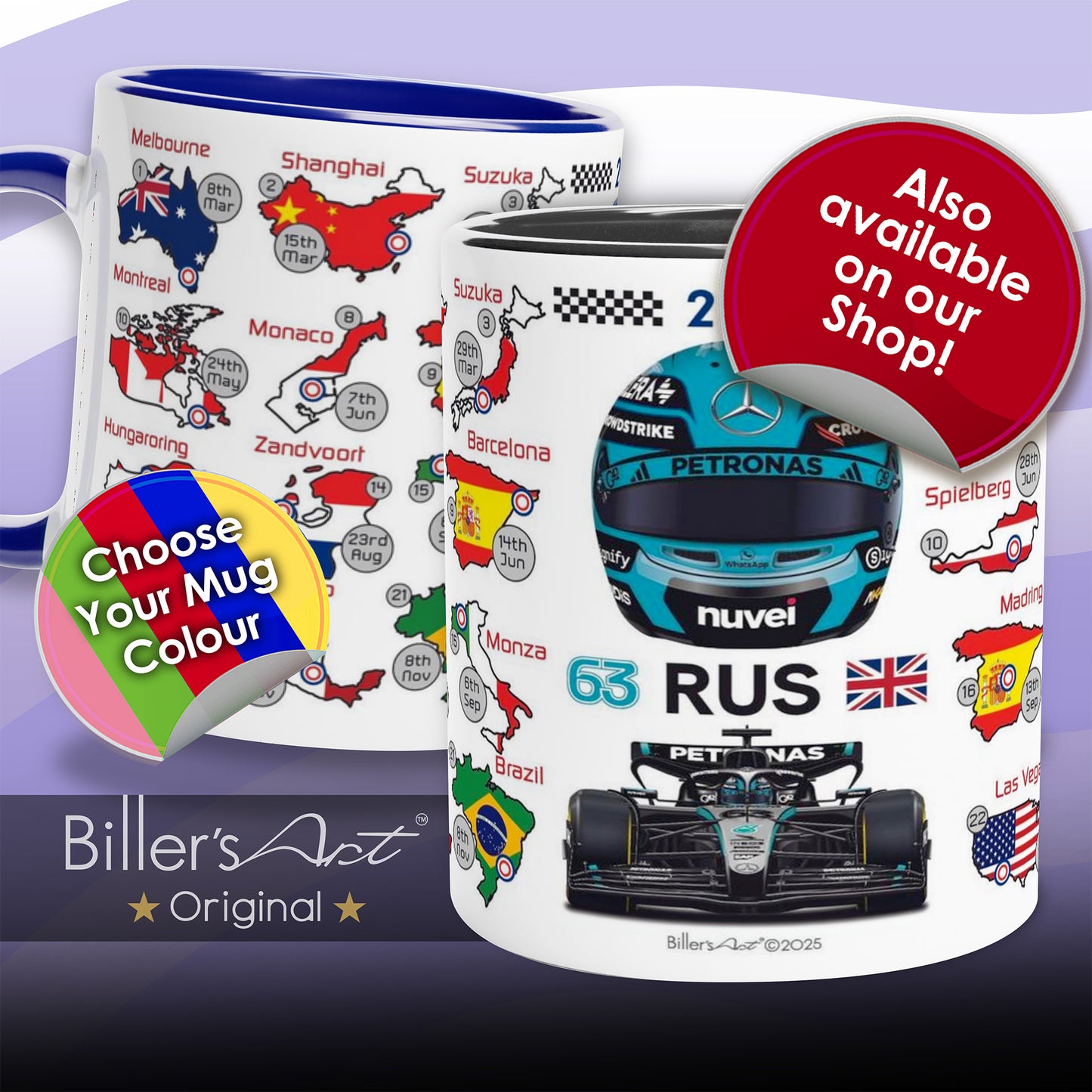 George Russell Formula 1 Mercedes 2026 Racing Car Print