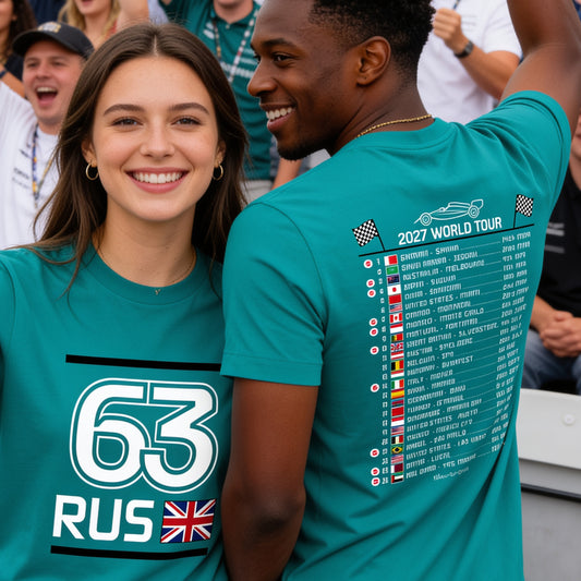 2027 Formula 1 George Russell Race Calendar T-Shirt