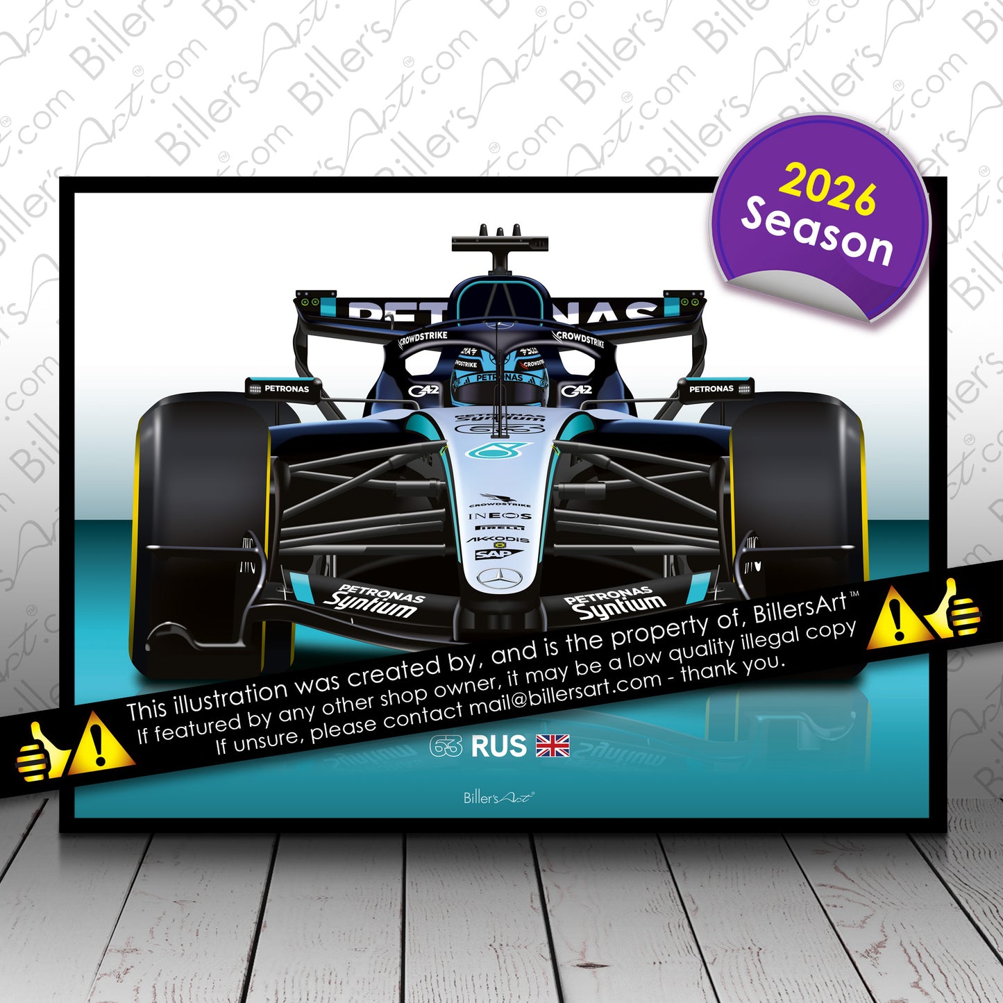 George Russell Formula 1 Mercedes 2026 Racing Car Print
