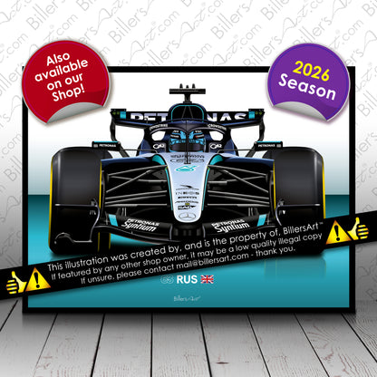 George Russell Formula 1 Racing Helmet 2026 Mercedes Print