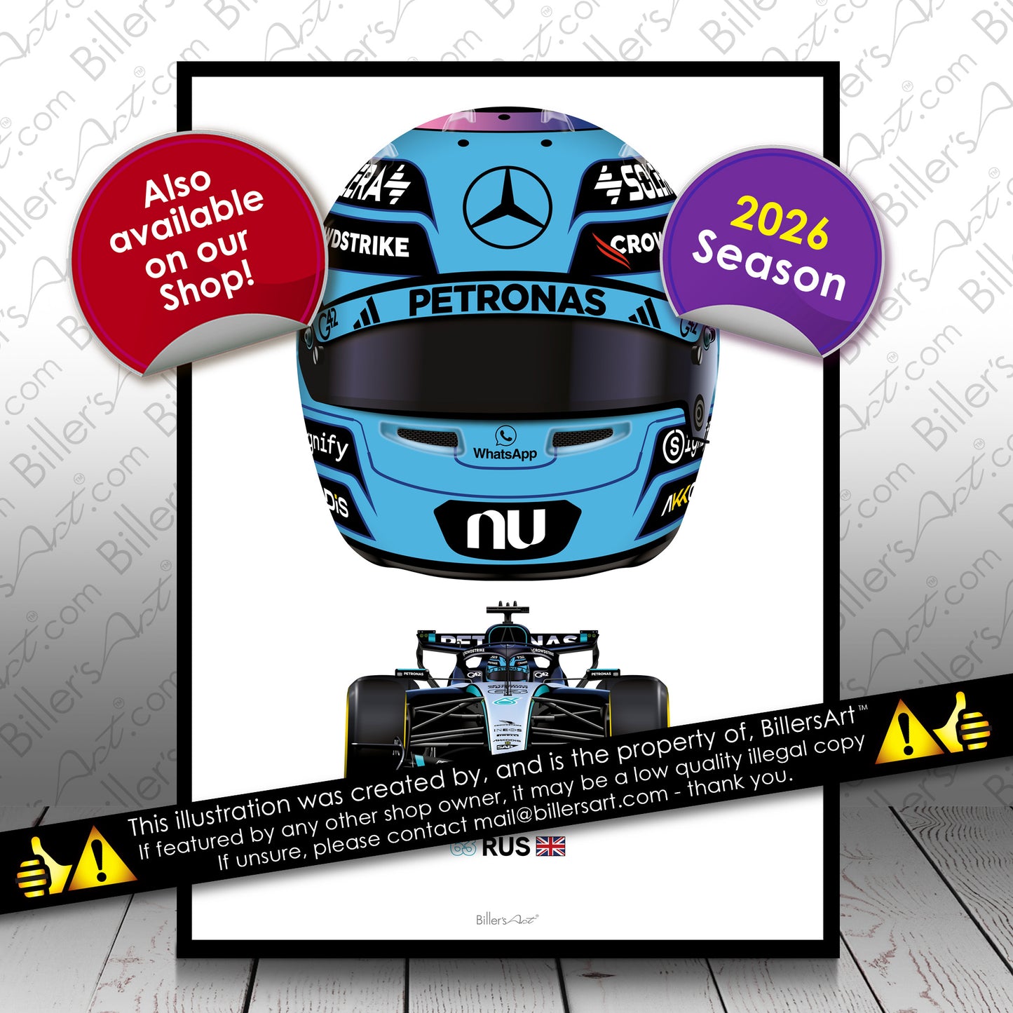 George Russell Formula 1 Mercedes 2026 Racing Car Print