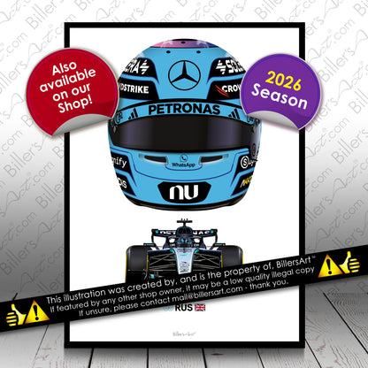 George Russell Formula 1 Mercedes 2026 Racing Car Print