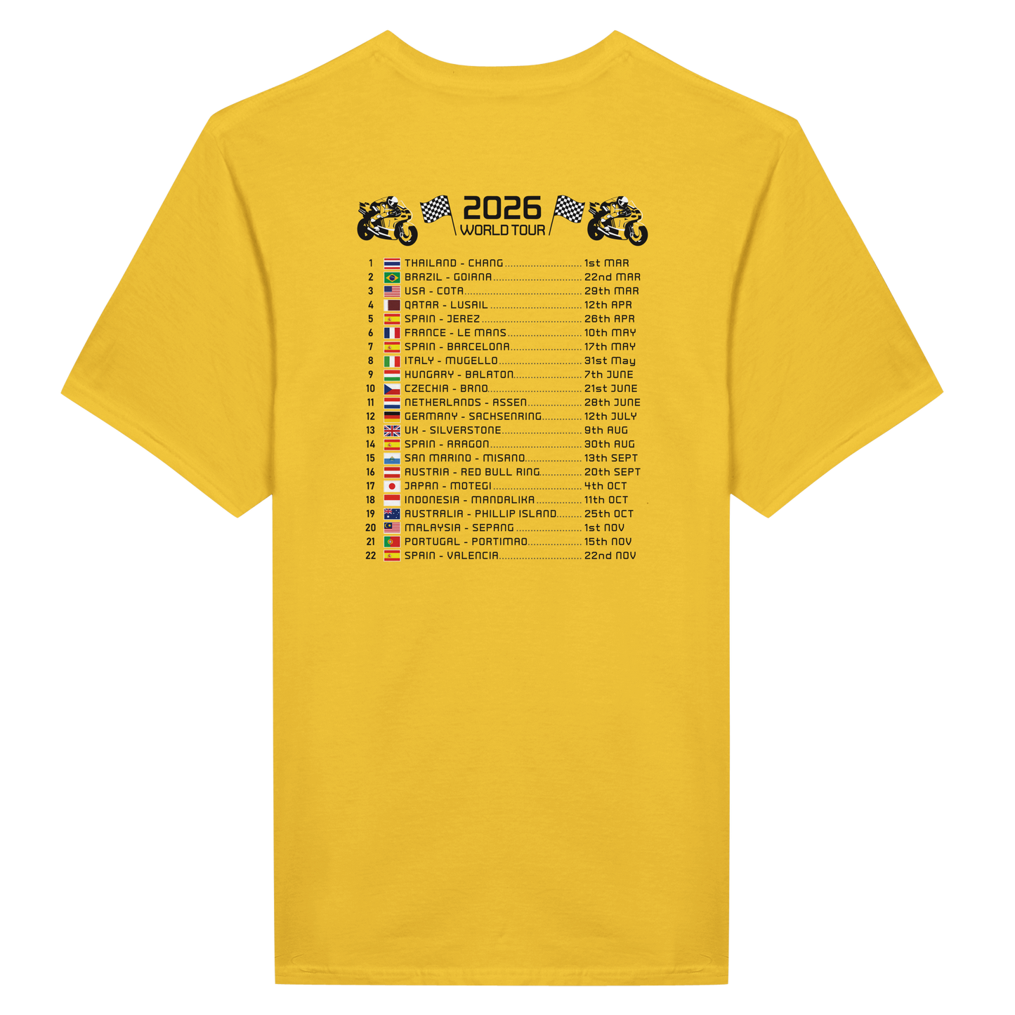 Marco Bezzecchi 2026 MotoGP Race Calendar T-Shirt