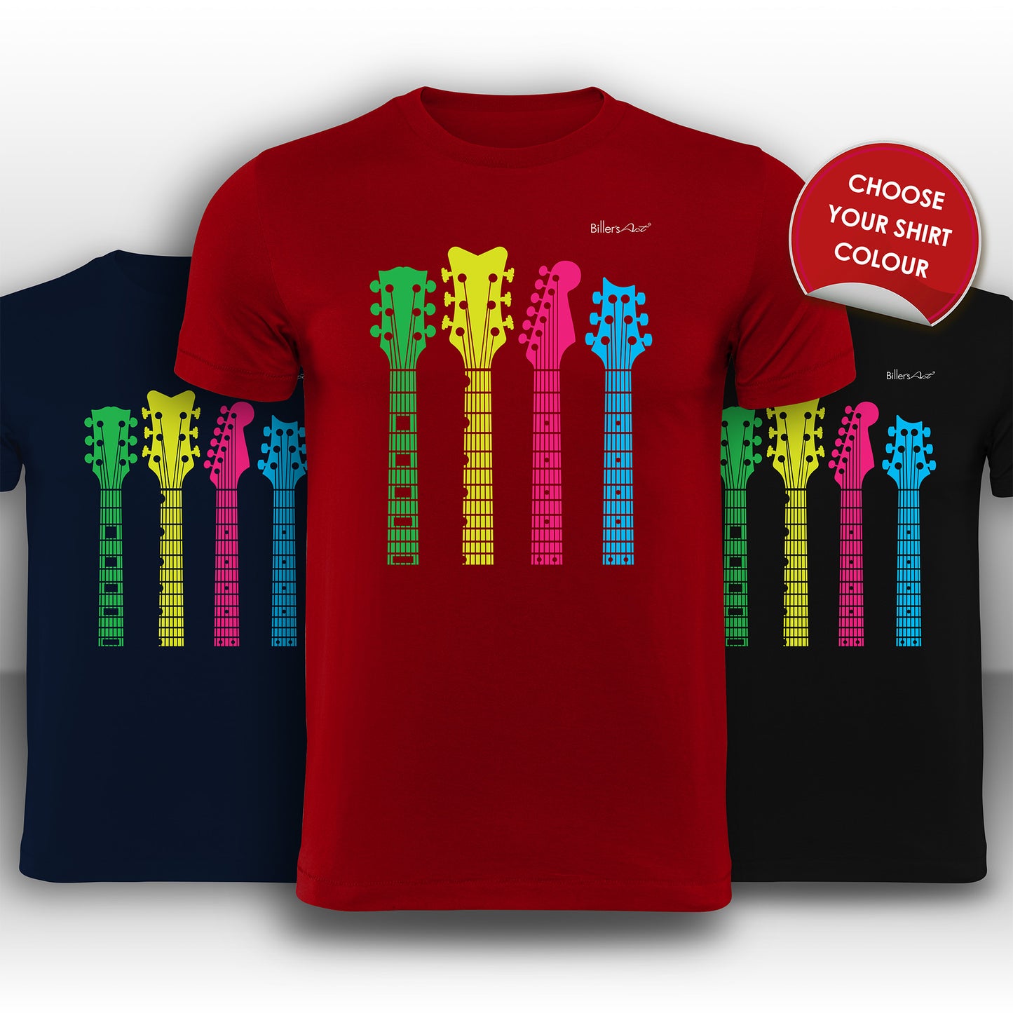 Guitar Heads 4 Color Music T-Shirt