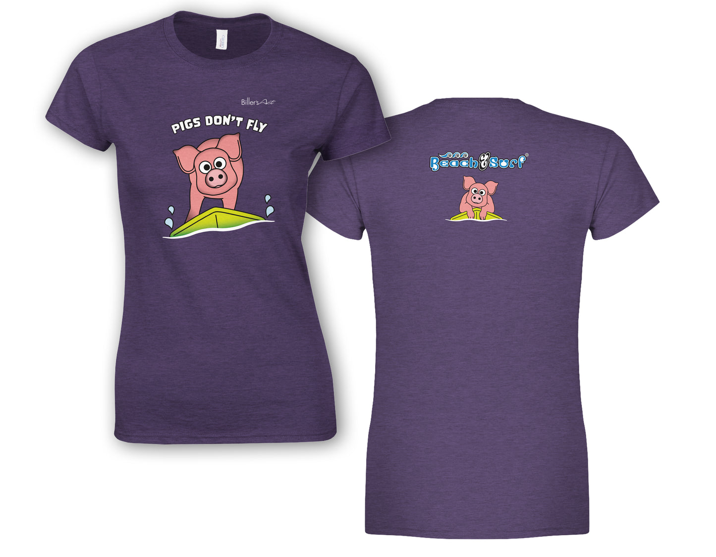 Pigs Don't Fly - Surfing - Beach & Sure Leisure Wear Womens' Slim Fit T-Shirt