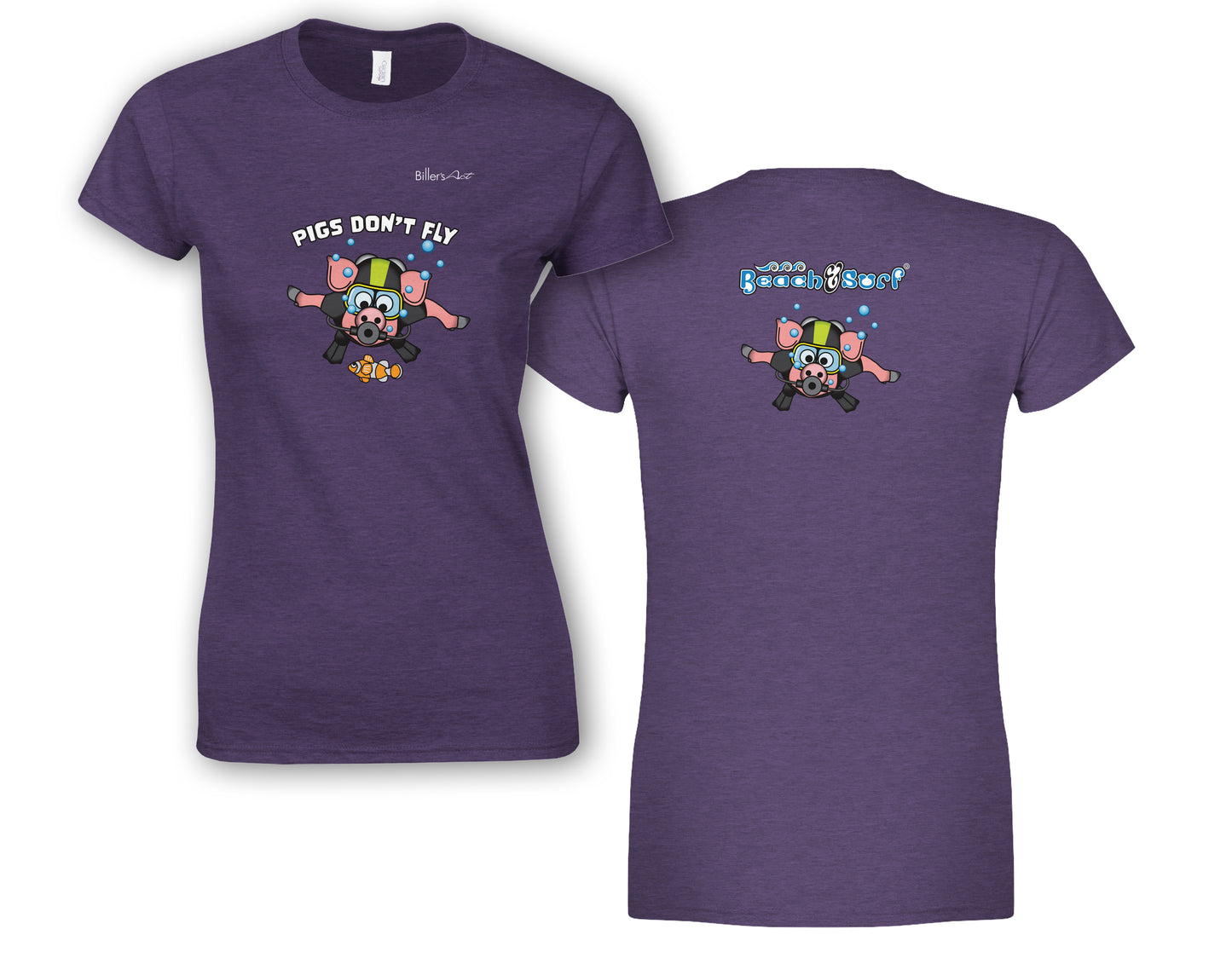 Pigs Don't Fly - Scuba Diving - Beach & Sure Leisure Wear Womens' Slim Fit T-Shirt