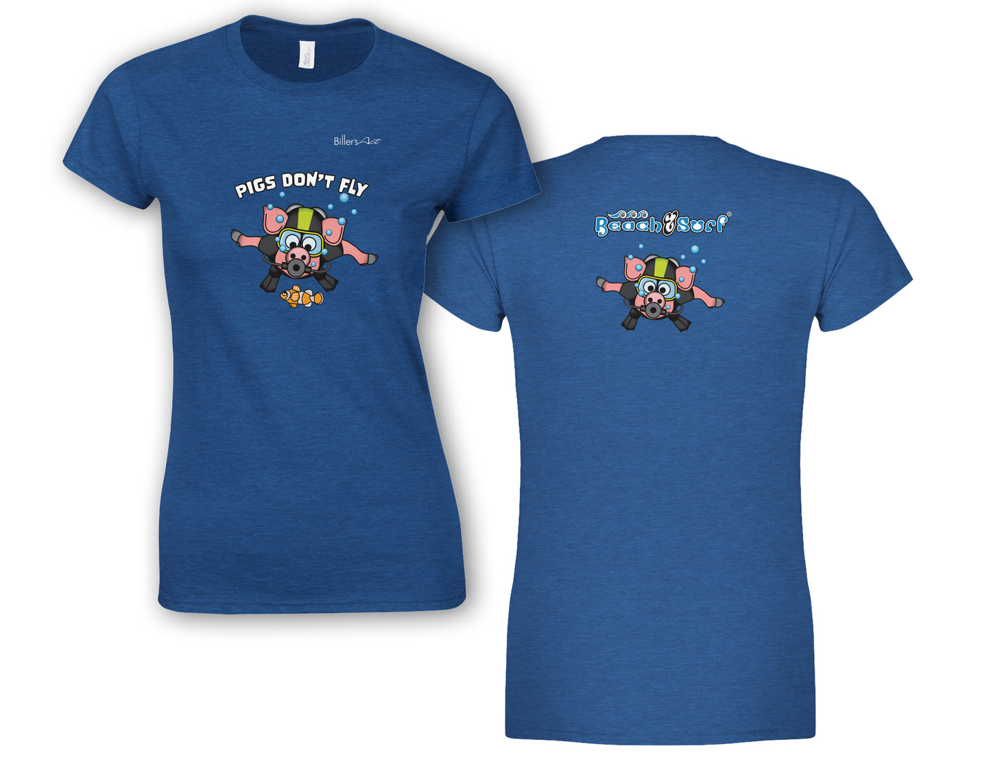 Pigs Don't Fly - Scuba Diving - Beach & Sure Leisure Wear Womens' Slim Fit T-Shirt