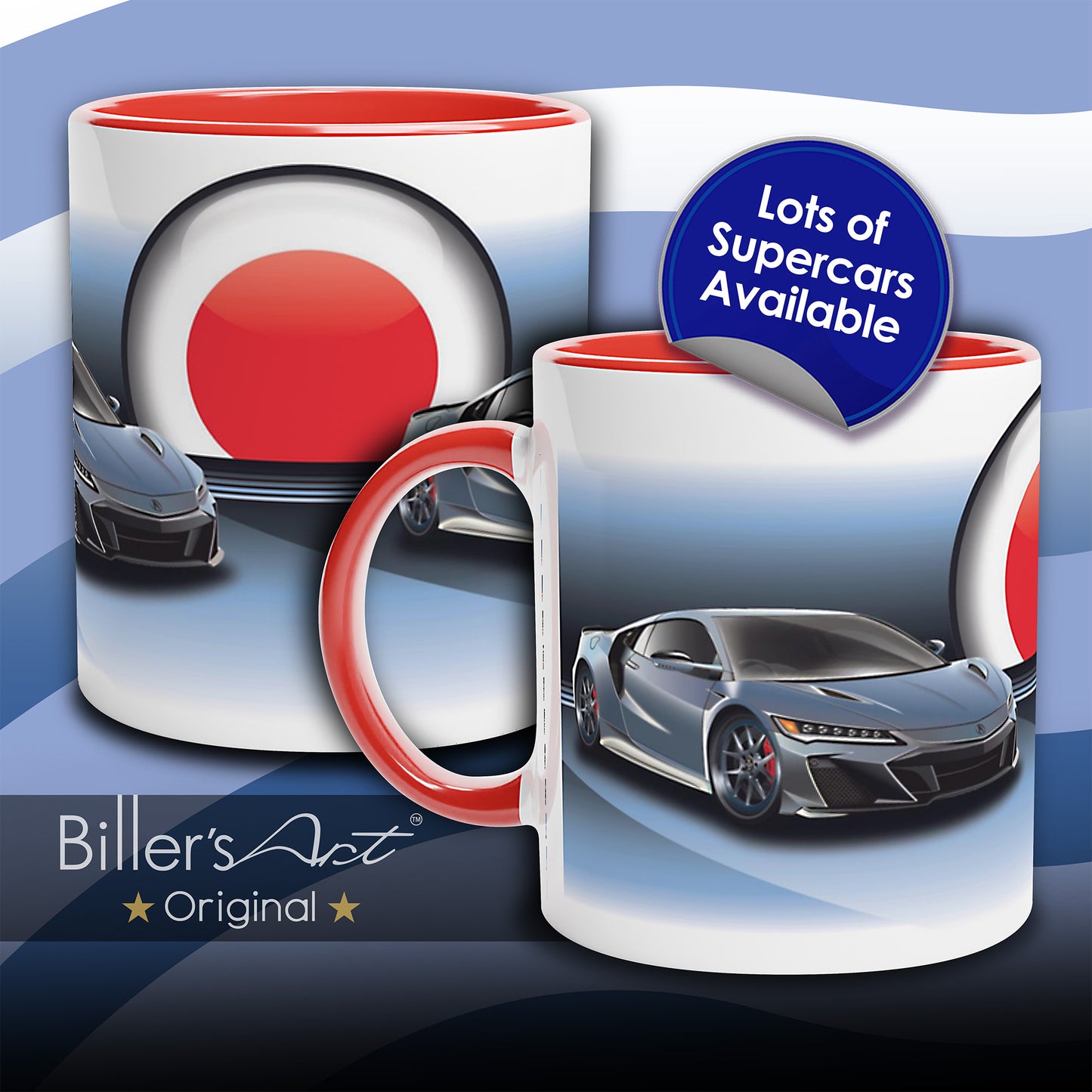 Acura NSX Supercar High Quality Colourful Mug with the Japanese Flag